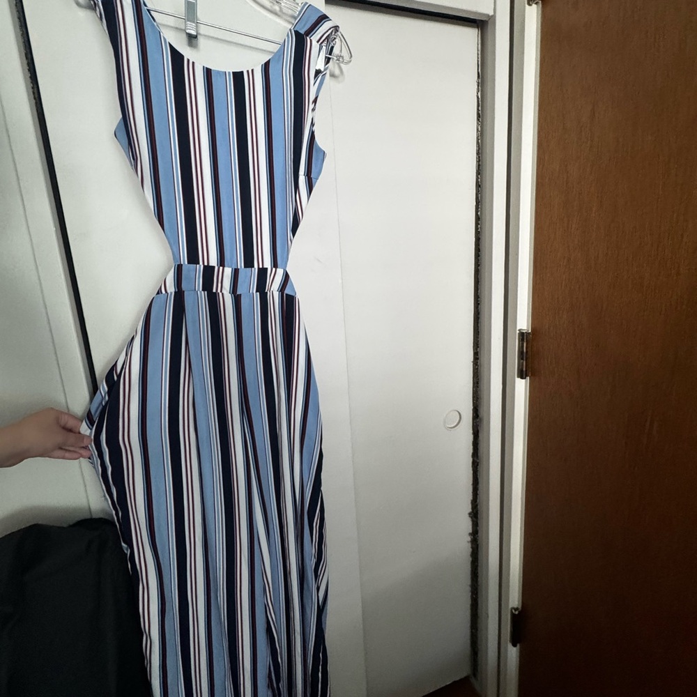 Ambiance Blue and White Striped Maxi Dress